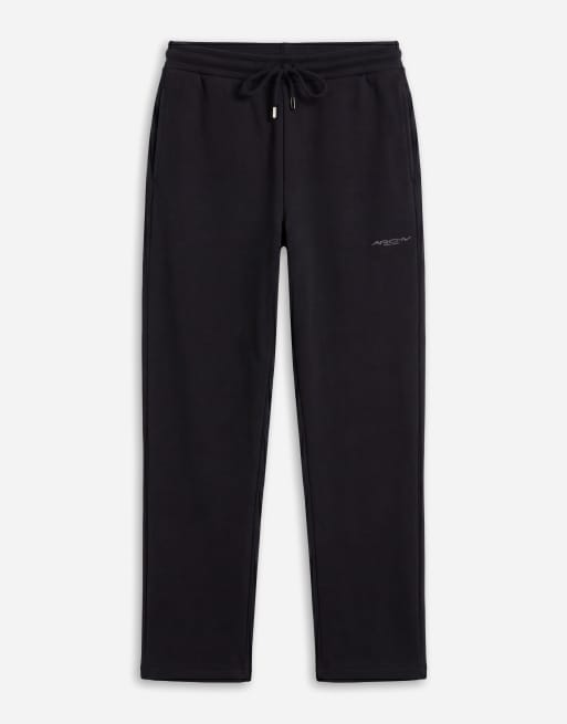 ASOS DESIGN - Joggers negros de pernera ancha con bordados de tejido efecto neopreno, 6 de 7
