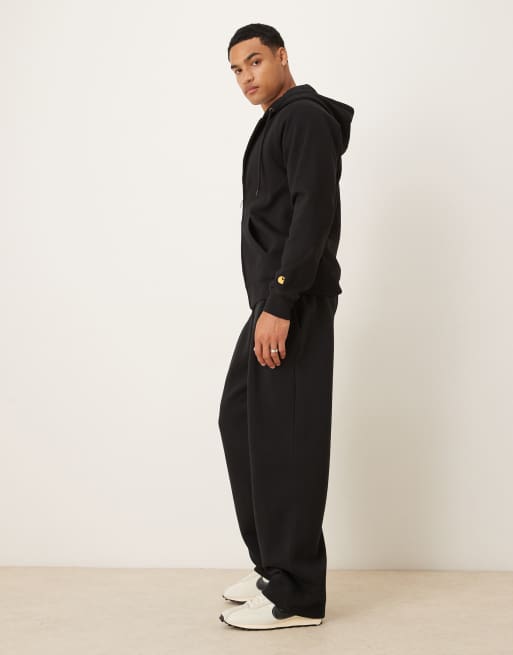 ASOS DESIGN - Joggers neri con fondo ampio e pieghe, 3 di 5