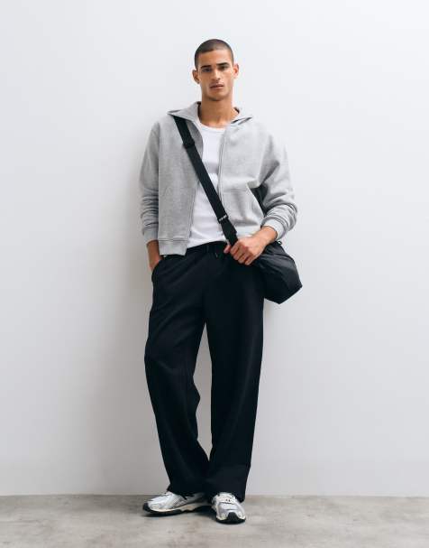 ASOS DESIGN - Joggers neri con fondo ampio e pieghe - view 1