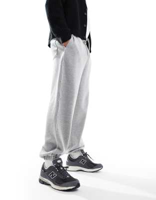 ASOS DESIGN - Joggers oversize color grigio mélange con bordini a contrasto