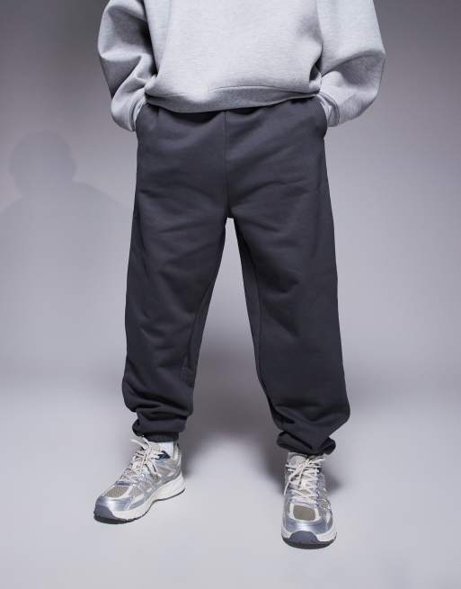 ASOS DESIGN - Joggers oversize premium pesanti 400 gsm nero slavato, 2 di 5
