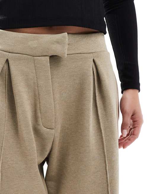 ASOS DESIGN - Joggers oversize sartoriali kaki mélange con cuciture a vista, 3 di 5