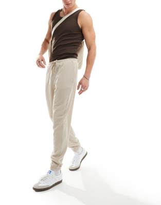 ASOS DESIGN - Joggers oversize testurizzati color pietra