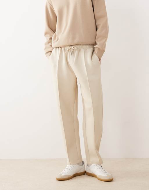 ASOS DESIGN - Joggers pesanti affusolati beige in tessuto effetto scuba, 2 di 5