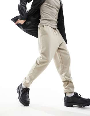 ASOS DESIGN tapered heavyweight joggers in beige - ASOS Price Checker