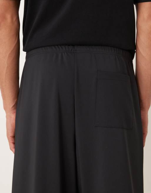 ASOS DESIGN - Joggers pesanti affusolati neri in tessuto effetto scuba con pinces, 5 di 5