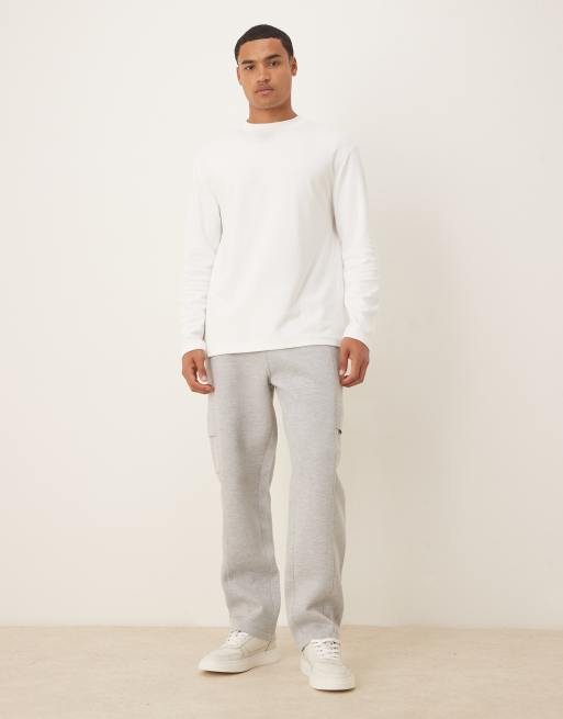 ASOS DESIGN - Joggers pesanti dritti cargo in tessuto effetto scuba grigio mélange, 2 di 5