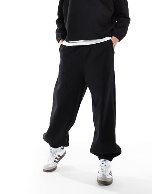 ASOS DESIGN - Joggers premium oversize a palloncino in tessuto pesante da 400 gsm neri, 4 di 5