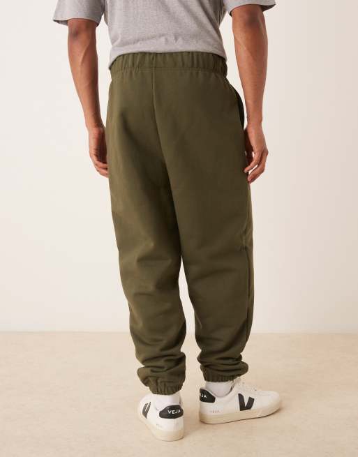 ASOS DESIGN - Joggers premium oversize in tessuto pesante da 400 g/m² verde scuro, 4 di 5