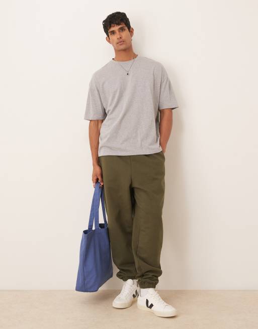 ASOS DESIGN - Joggers premium oversize in tessuto pesante da 400 gsm color verde scuro