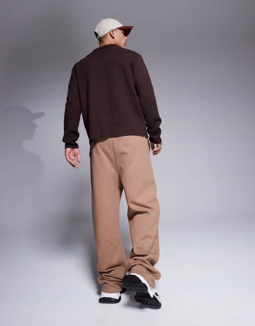 ASOS DESIGN - Joggers premium pesanti 400 gsm a fondo ampio marrone chiaro, 5 di 5