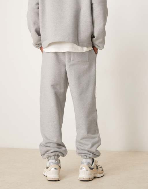 ASOS DESIGN - Joggers premium pesanti oversize grigio mélange 650 gsm in coordinato, 3 di 5