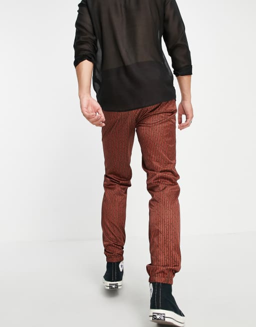 ASOS DESIGN - Joggers ruggine slim eleganti con righe rétro in coordinato, 2 di 4