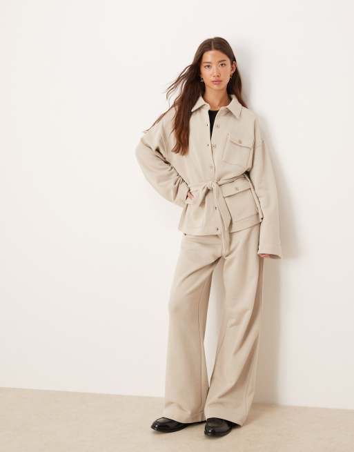 ASOS DESIGN - Joggers sartoriale color pietra con bottoni in coordinato