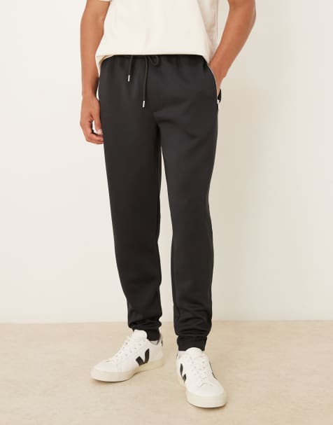 ASOS DESIGN - Joggers slim pesanti neri con tasche con zip in tessuto effetto scuba - view 1