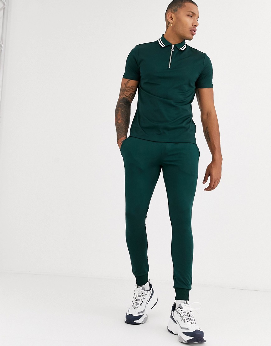 ASOS DESIGN - Joggers super skinny in tricot di poliestere verde scuro in coordinato
