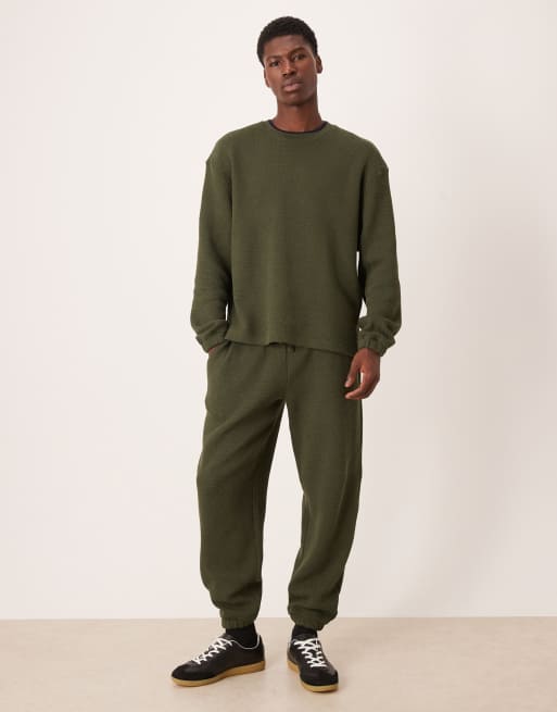 ASOS DESIGN - Joggers testurizzati oversize pesanti verdi in coordinato