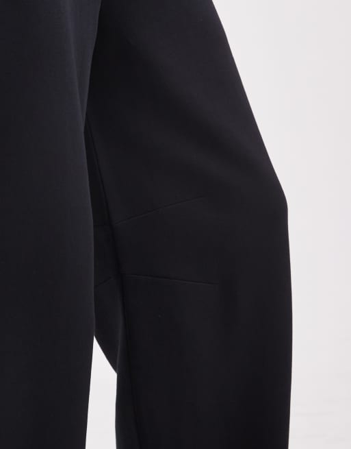 ASOS DESIGN joggersy barrel leg z dzianiny brushback w czerni, 4 z 5