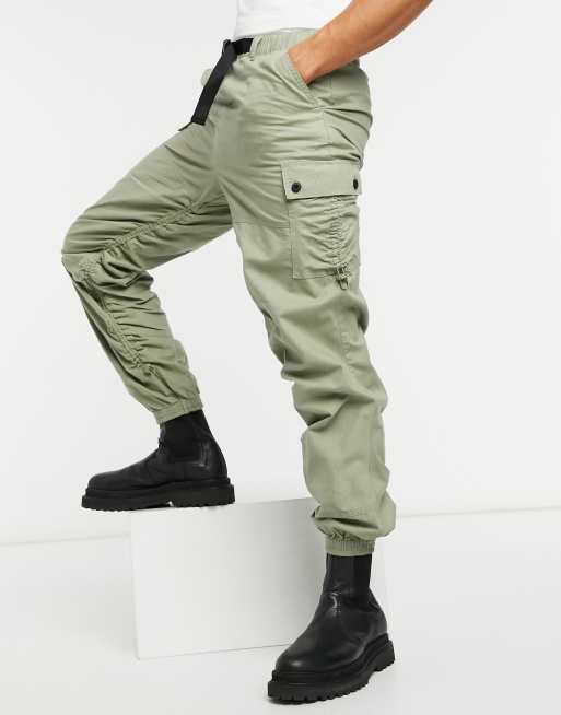 ASOS DESIGN – Joggersy bojówki o zwężanym kroju z ozdobnym marszczeniem