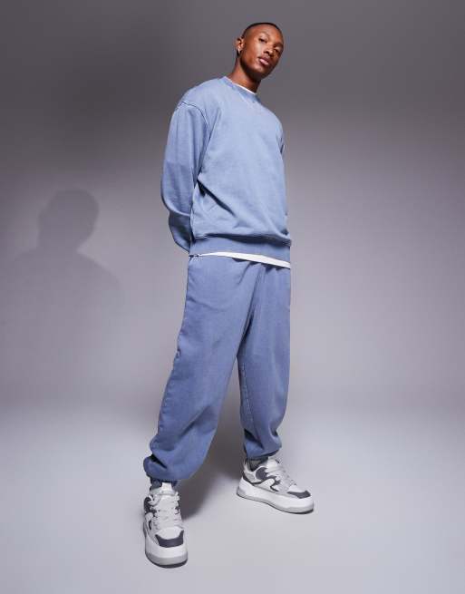 ASOS DESIGN – Joggersy oversize w spranym kolorze niebieskim, część zestawu