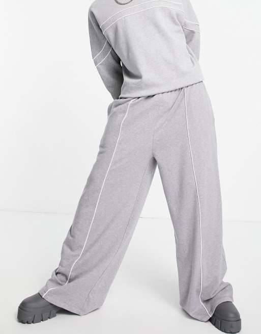ASOS DESIGN –Joggersy oversize z szerokimi nogawkami w kolorze szarego melanżu, część zestawu 