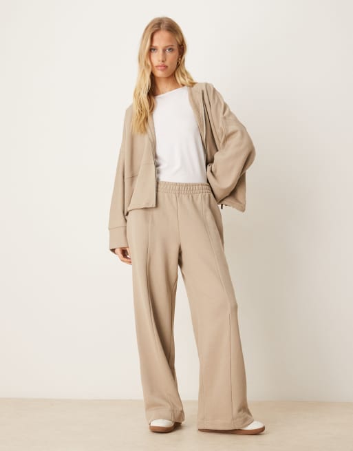 ASOS DESIGN – Joggersy z szerokimi nogawkami w spranym kolorze khaki, część zestawu