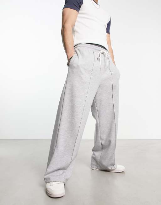 ASOS DESIGN – Joggersy z szerokimi nogawkami z tkaniny scuba w szarym melanżowym kolorze