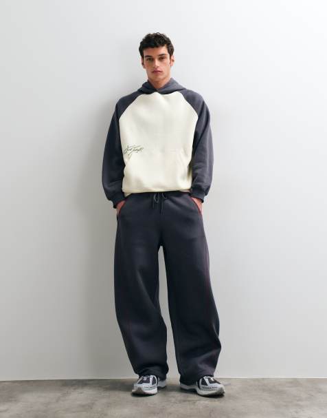 ASOS DESIGN joggery o kroju cocoon z kontrastowym przeszyciem w kolorze charcoal - view 1