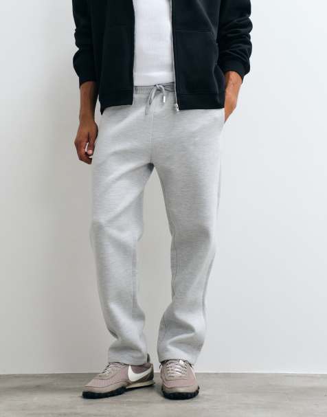 ASOS DESIGN joggery o prostych nogawkach z dzianiny nurek w kolorze szarym - view 1