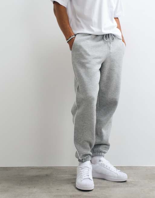 ASOS DESIGN joggery z mankietami i lamówką w szarym melanżu, 2 z 5
