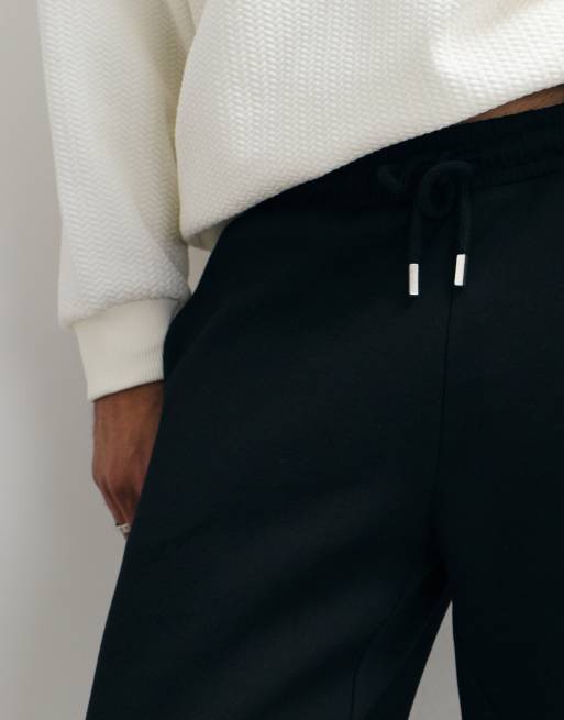 ASOS DESIGN joggery z szerokimi nogawkami z dzianiny nurek w czerni, 4 z 5