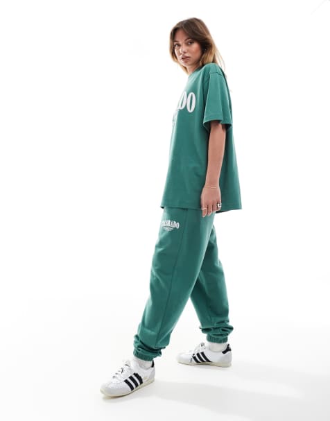 ASOS DESIGN - Joggingbroek met aansluitende boorden en grafische Colorado-print in groen - view 1