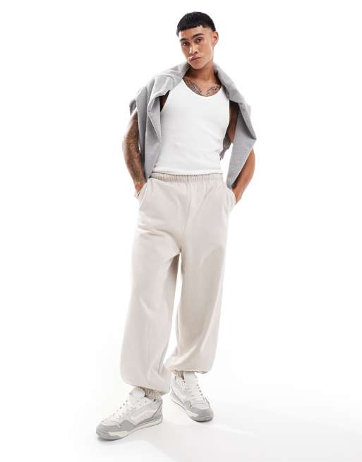 ASOS DESIGN - Joggingbroek met ballonpasvorm van zware stof in zandkleur