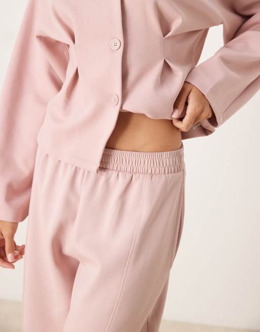 ASOS DESIGN - Joggingbroek met interlocknaden en wijde rechte pijpen in roze, 4 van 5