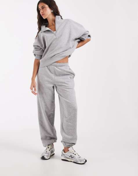 ASOS DESIGN joggingbroek met omslagboorden in grijs gemêleerd - view 1