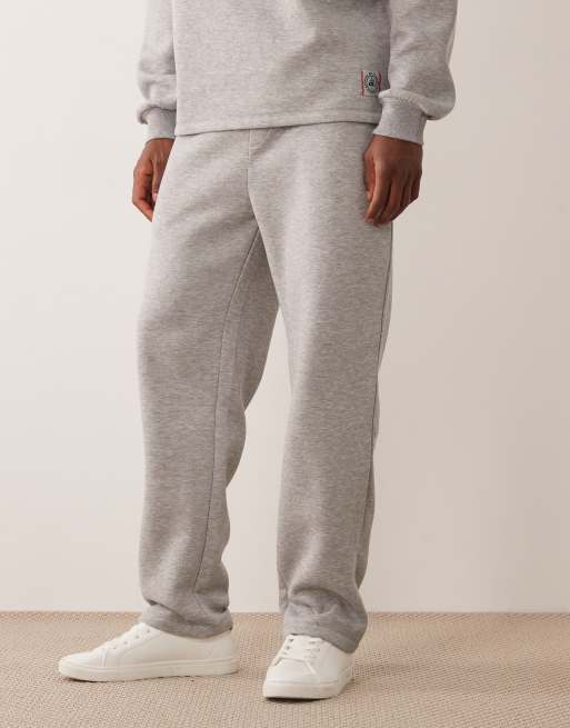 ASOS DESIGN - Joggingbroek met rechte pasvorm en geweven label in gemêleerd grijs, deel van co-ord set, 2 van 5