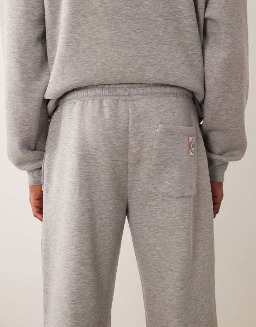 ASOS DESIGN - Joggingbroek met rechte pasvorm en geweven label in gemêleerd grijs, deel van co-ord set, 4 van 5