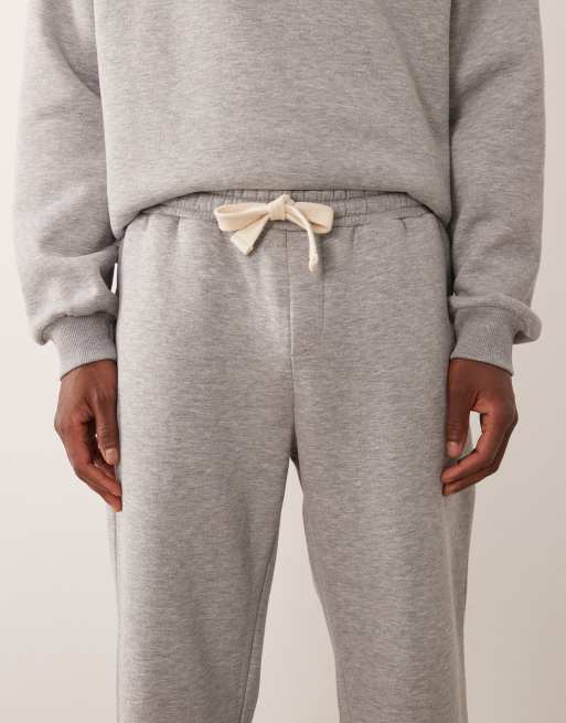 ASOS DESIGN - Joggingbroek met rechte pasvorm en geweven label in gemêleerd grijs, deel van co-ord set, 5 van 5