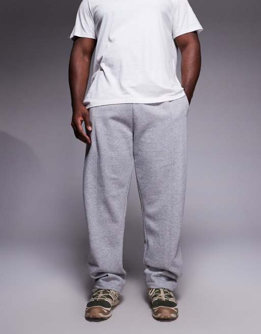 ASOS DESIGN - Joggingbroek met rechte pijpen en plat gestikte plooien in gemêleerd grijs, 2 van 5