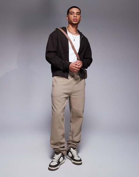 ASOS DESIGN - Joggingbroek met rechte pijpen van premium 400gsm zware stof in lichtbruin - view 1