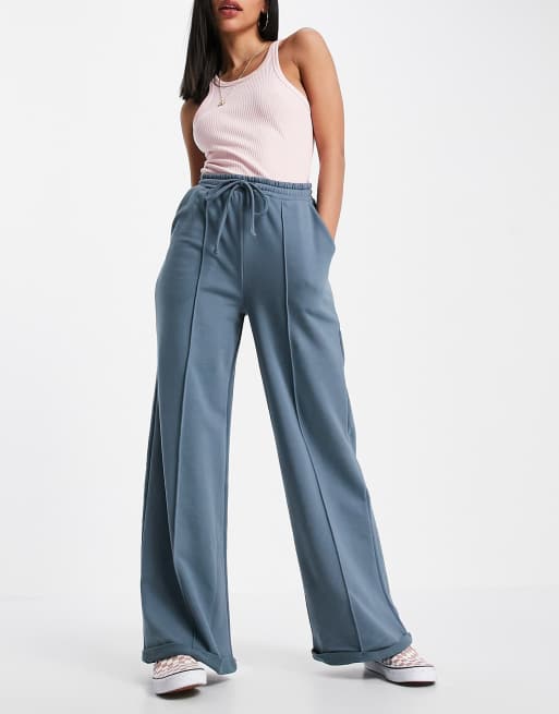 ASOS DESIGN - Joggingbroek met superwijde pijpen en siernaden in zeegrijs
