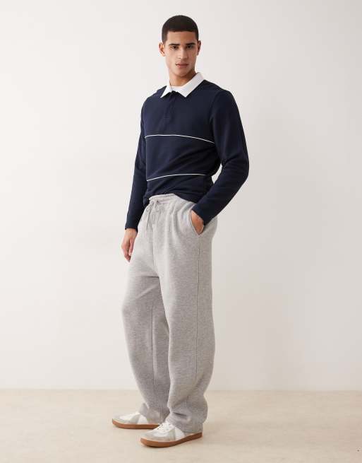 ASOS DESIGN - Joggingbroek met wijde pijpen en aangerimpelde zoom in gemêleerd grijs, 3 van 5