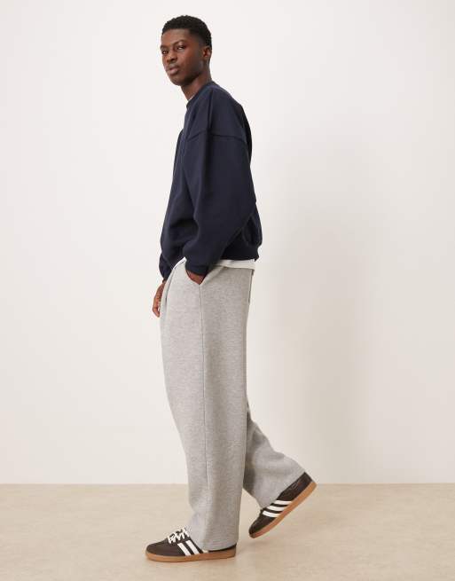ASOS DESIGN - Joggingbroek met wijde pijpen en plooien in gemêleerd grijs, 3 van 5
