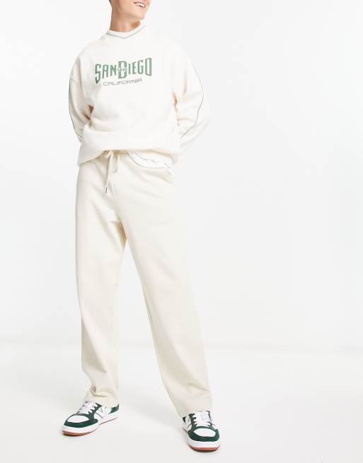 ASOS DESIGN - Joggingbroek met wijde pijpen in beige
