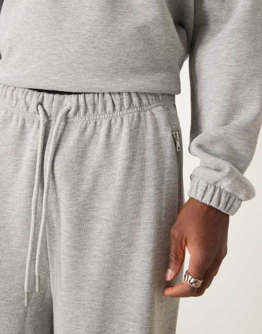 ASOS DESIGN - Joggingbroek met wijde pijpen in gemêleerd grijs, deel van co-ord set, 2 van 5