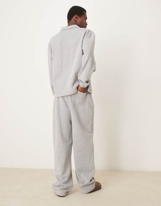 ASOS DESIGN - Joggingbroek met wijde pijpen in gemêleerd grijs, deel van co-ord set, 3 van 5