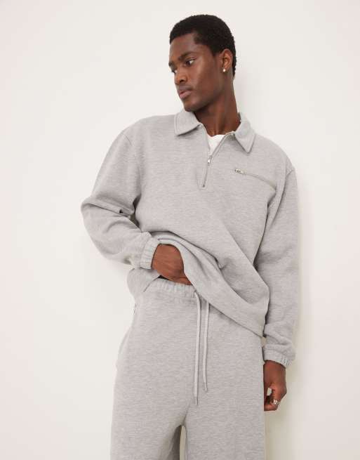 ASOS DESIGN - Joggingbroek met wijde pijpen in gemêleerd grijs, deel van co-ord set, 4 van 5