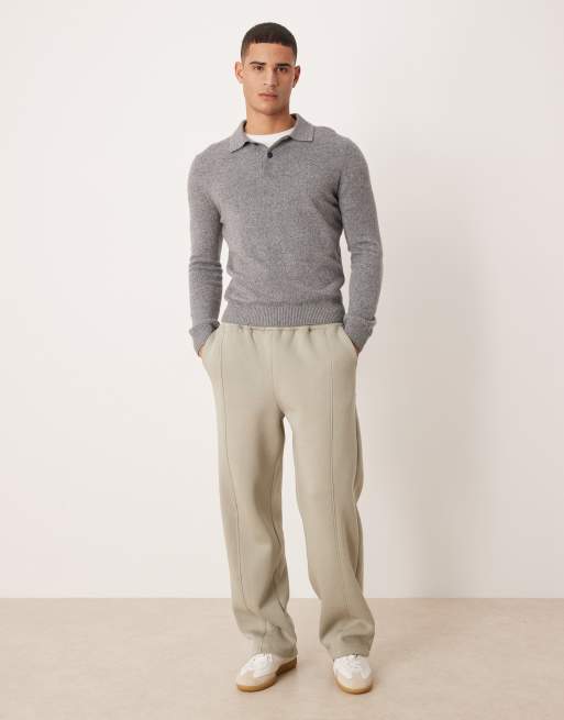 ASOS DESIGN - Joggingbroek met wijde pijpen in grijs-beige, deel van co-ord set, 2 van 5