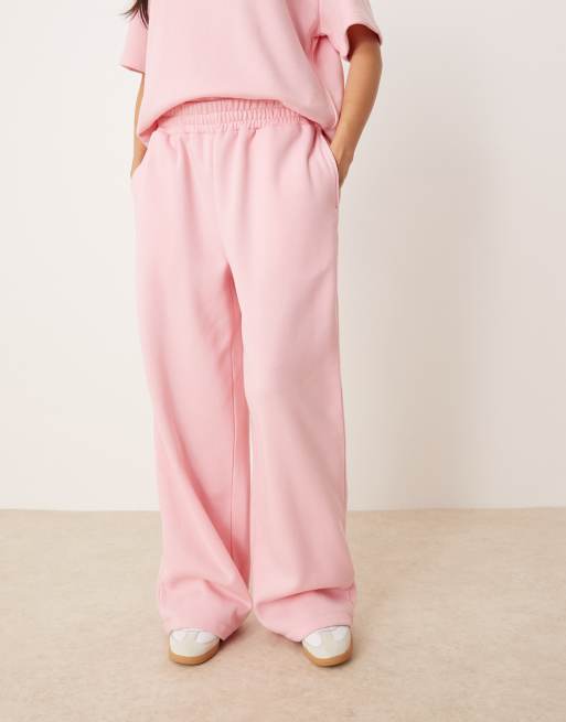 ASOS DESIGN - Joggingbroek met wijde pijpen in pastelroze, deel van co-ord set, 2 van 5