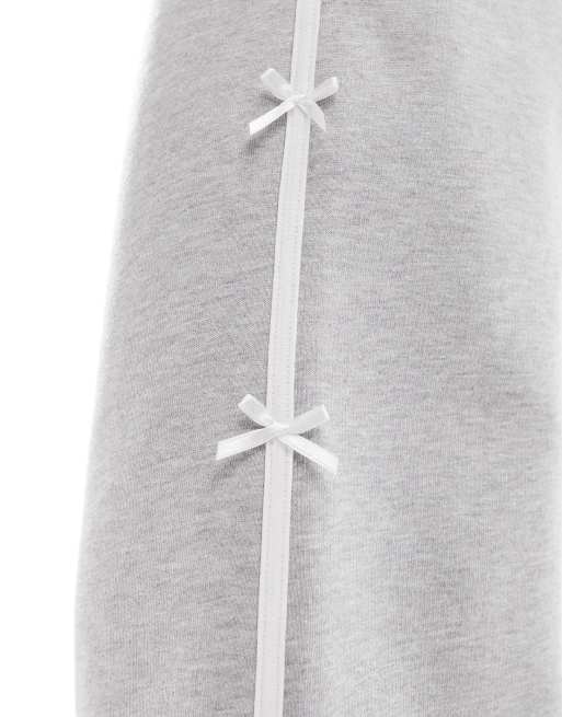 ASOS DESIGN - Joggingbroek met zijstreep en strikjes in gemêleerd grijs, 3 van 5